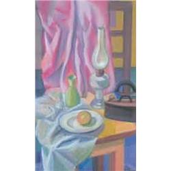 Olivér Pittner (1911-1971) - Table still life with paraffin lamp 