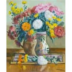 Géza Vörös (1897-1957) - Chrysanthemums in jug 