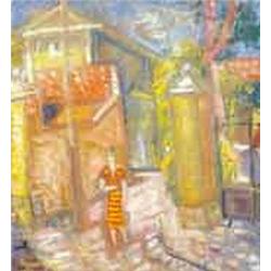 István Ilosvai Varga (1895-1978) - Street with woman in striped cloth