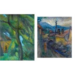 Vilmos Perlrott Csaba (1880-1955) - The garden of the artist colony in Szentendre. On the backside: 