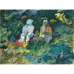 Oszkár Nagy (1883-1965) - Girls sitting in the grass, 1939