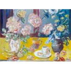 Mihály Schéner (1923-      ) - Still life with roses, 2001