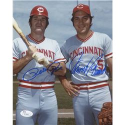 Pete Rose Johnny Bench Signed Reds 8x10 Photo Jsa Coa