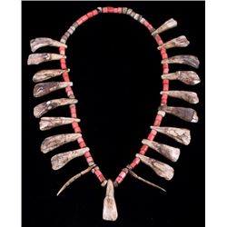 Plains Indian Trade Bead & Buffalo Tooth Necklace