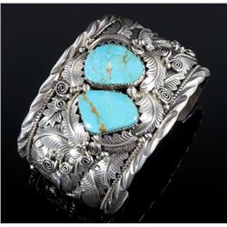 J. Etsitty Sterling Silver & Turquoise Bracelet