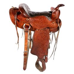 Vintage Western Ornate Tooled Saddle