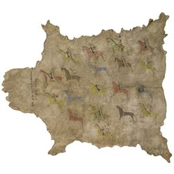 Northern Cheyenne Pictorial Painted Buffalo Robe