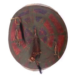 Sioux Polychrome Painted War Shield c. 1860-80