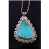Image 2 : Signed Navajo Sterling Silver & Turquoise Necklace