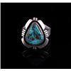 Image 1 : Signed Navajo Sterling and Blue Gem Turquoise Ring