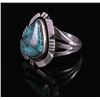 Image 2 : Signed Navajo Sterling and Blue Gem Turquoise Ring