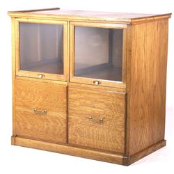 Antique Hamilton Glass Doors Oak Cabinet