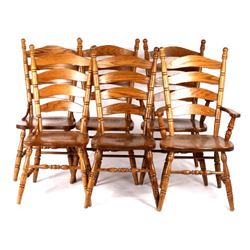 American Slat-Back Shaker Style Solid Oak Chairs 6