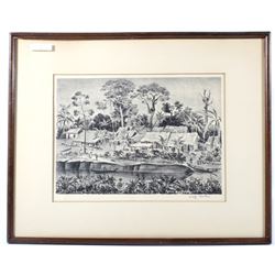 Southeast Indian Village Lithograph By Adolf Dehn