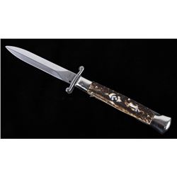 AKC Italian Stag Horn Stiletto Switchblade Knife