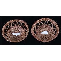 Tlingit Inuit Spruce Root & Ivory Fetish Baskets