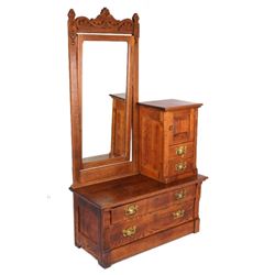 Early Gentelman's Dresser w/ Side Cabinet & Mirror