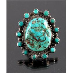 Navajo Sterling Silver Turquoise Nugget Ring