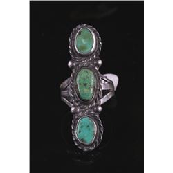 Old Pawn Carico Lake Turquoise Tri Stone Ring