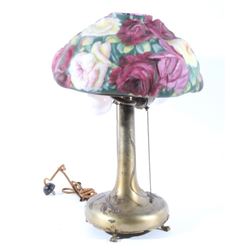 Pairpoint Puffy Reverse Painted Floral Lamp