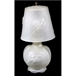 1920's Frosted Glass Crescent Moon Boudoir Lamp