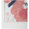 Image 7 : Blue Bird On Red Vine Japanese Woodcut Print