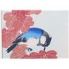 Image 9 : Blue Bird On Red Vine Japanese Woodcut Print