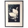Image 2 : Swan and Reeds Woodcut Print by Shoson Ohara c1928