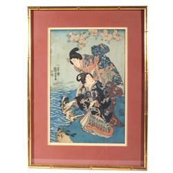 Women Near the Water Painting by Kuniyoshi c1849