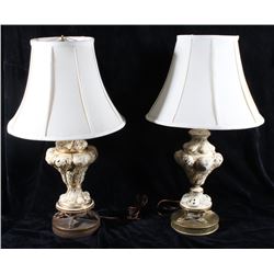 1950's Vintage Capo Di Monte Porcelain Lamps