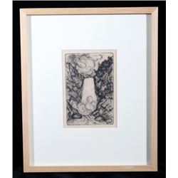 Early 1900's Yellowstone Falls Drypoint Print