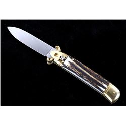 AKC Italian Stag Horn Switchblade Knife