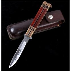 Manila Folder Butterfly Knife with Leather Case