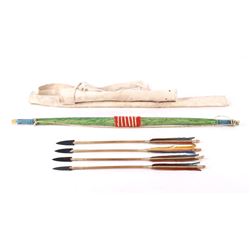 Sioux Indian Child's Bow & Arrow With Quiver 1950s