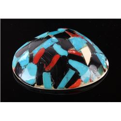 1950s Zuni Inlaid Mosaic Shell Necklace Pendant