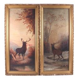 Pair of Bull Elk Day & Night Giclee Prints
