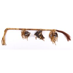 Native American Rawhide Black Feather Dance Wand