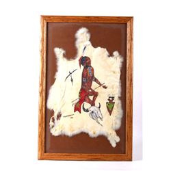 1968 Stanley Harrison Indian Rabbit Hide Painting