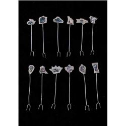 Taxco Mexico Silver and Abalone Cheese Forks