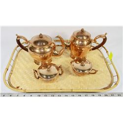 ANTIQUE BRASS COFFEE/TEA SERVICE 4 PIECE