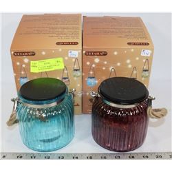 LOT OF 2 -11CM  MASON JAR LED LIGHTS WITH HANDLES