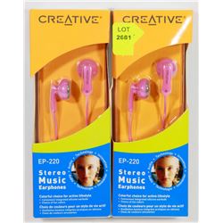 LOT OF 2 NEW EARBUD HEADPHONES