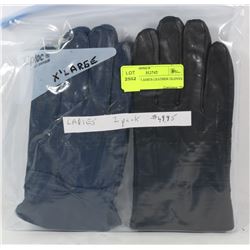 2 PACK OF LADIES LEATHER GLOVES X-LARGE
