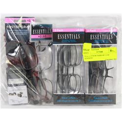 BAG W/9 NEW PAIRS OF +2.50 READING