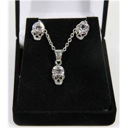 NEW CRYSTAL SKULL EARRINGS AND NECKLACE SET