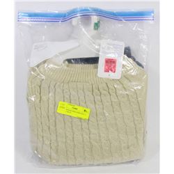 3 NEW DOGGIE SWEATERS INCL 3 BEIGE , 1 BLUE