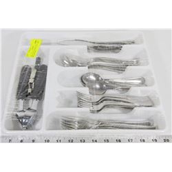 TRAY W/FLATWARE (37-PIECES) PLUS BOTTLE
