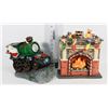 Image 1 : CERAMIC CHRISTMAS FIREPLACE AND SOLAR SANTA TRAIN