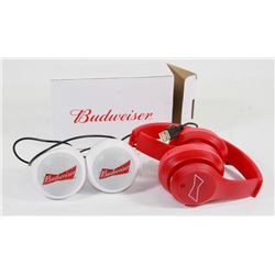 BUDWEISER HEADPHONES AND COMPUTER SPEAKERS