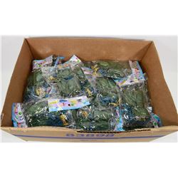 BOX OF NEW PLASTIC TOY SOLDIERS AND TANKS.